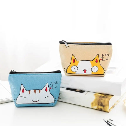 Porte-Monnaie Compact avec Motif Chat Ludique