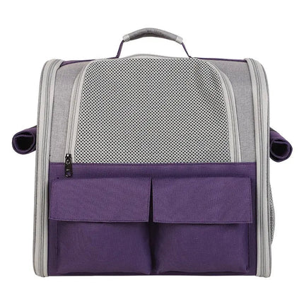 Sac de transport pliable pour chat avec poignée télescopique et compartiments pratiques