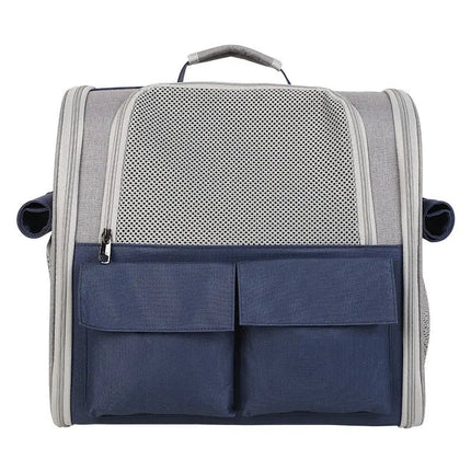 Sac de transport pliable pour chat avec poignée télescopique et compartiments pratiques