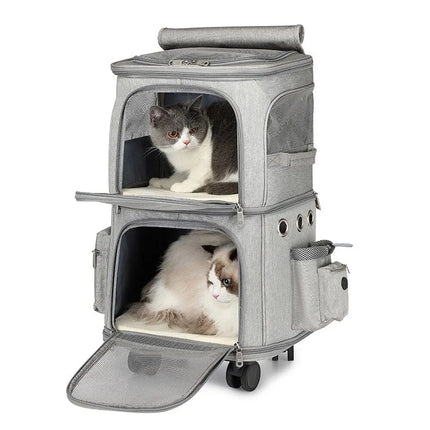 Sac pliable télescopique à roulettes pour chat urbain