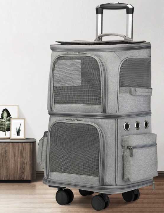 Sac pliable télescopique à roulettes pour chat urbain