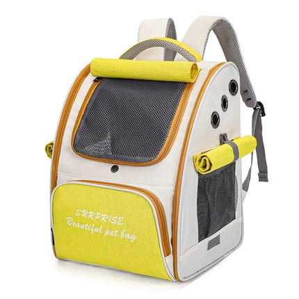 Sac à dos gris rigide avec fenêtre ventilée pour chat