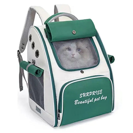 Sac à dos gris rigide avec fenêtre ventilée pour chat