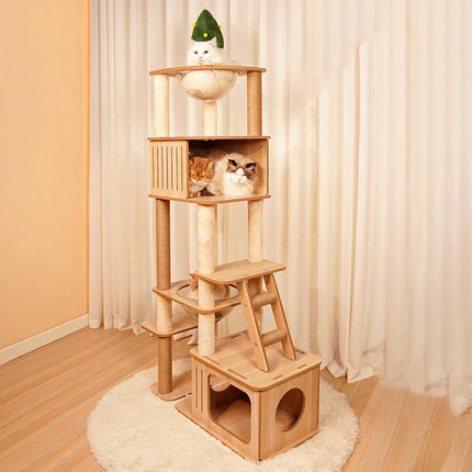 Arbre à Chat Ludique XXL avec Bulles Transparentes et Maisonnete