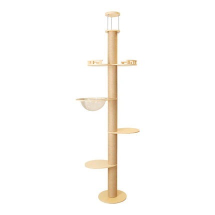 Colonne d'Activités Griffoir pour Chats avec Plateformes et Dôme Transparent
