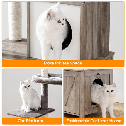 Griffoir multifonction avec rangement et espace de jeu pour chat