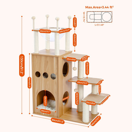 Aire de Jeu Compacte pour Chats avec Cachette et Hamac