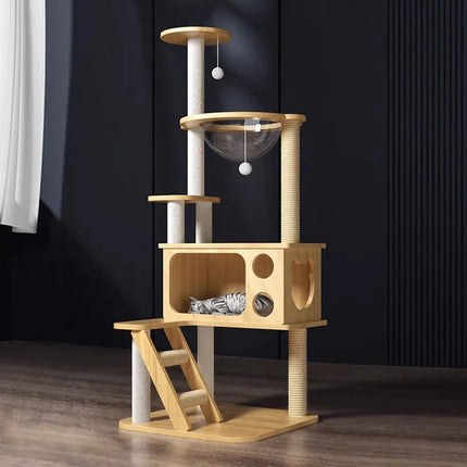 Arbre à Chat Ludique XXL avec Bulles Transparentes et Maisonnete