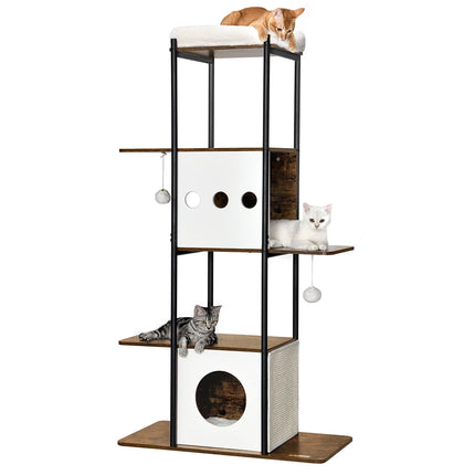 Tour de jeux pour chats à 4 niveaux avec plateformes spacieuses et cachette