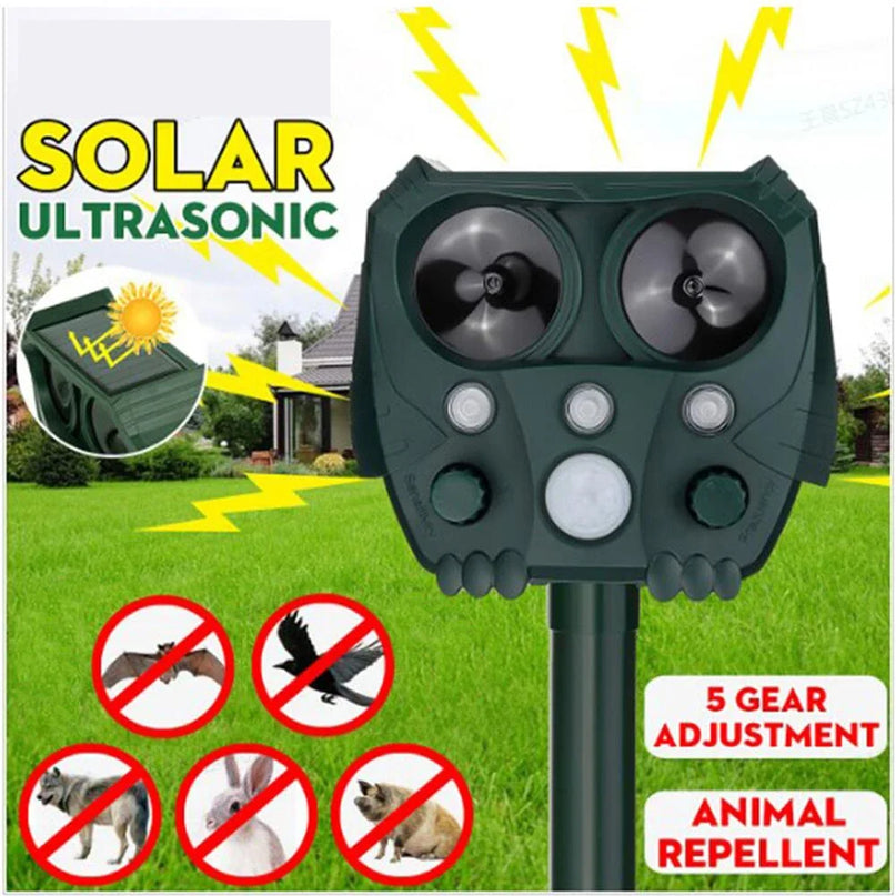 Dispositif Répulsif Ultrasonique à Énergie Solaire pour Animaux - Extérieur
