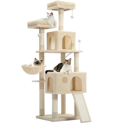 Grand Arbre à Chat Multi-Niveaux avec Hamac et Griffoirs