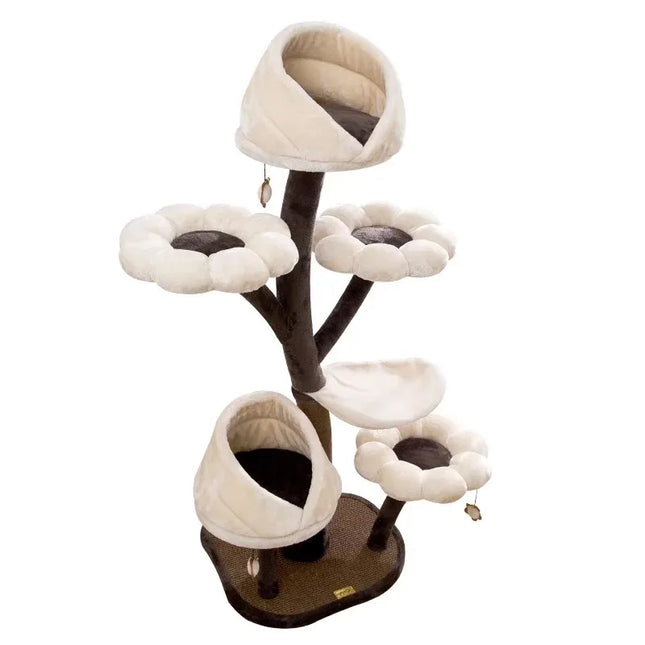 Arbre à Chat Fleur | 4 Plateformes et Niches Rembourrées