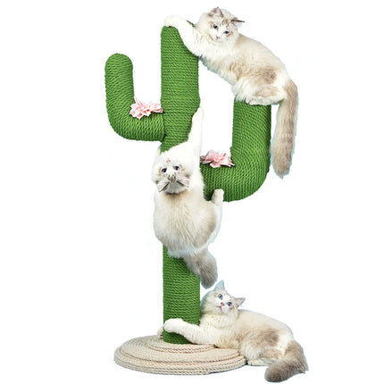 Arbre à Griffer en Forme de Cactus avec Fleurs Décoratives