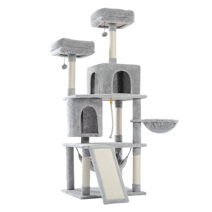 Arbre à Chat Multi-Niveaux avec Niches et Hamacs Suspendus