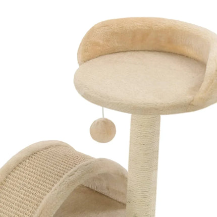 Arbre à Chat Compact Beige avec Tunnel et Plateforme