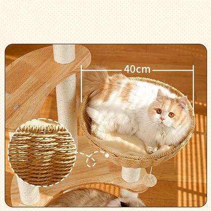 Arbre à Chat Vertical avec Paniers Suspendus