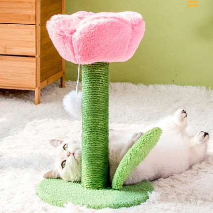 Arbre à Chat Fleur Interactif avec Jouet Suspendu