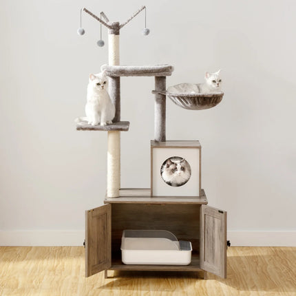 Griffoir multifonction avec rangement et espace de jeu pour chat