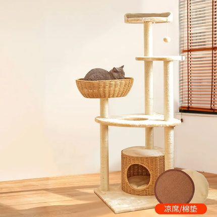 Arbre à Chat Vertical avec Paniers Suspendus