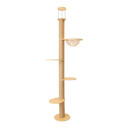 Colonne d'Activités Griffoir pour Chats avec Plateformes et Dôme Transparent