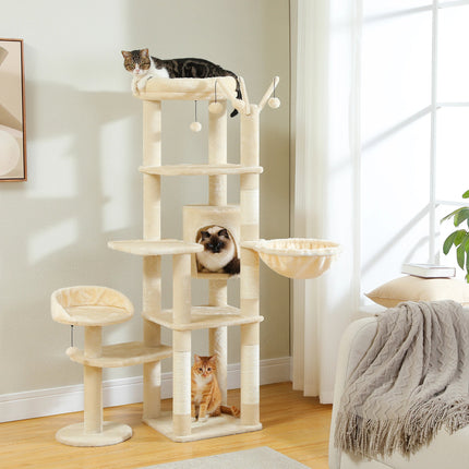 Arbre à Chat Ludique avec Thème Cactus et Plateformes Multi-Niveaux