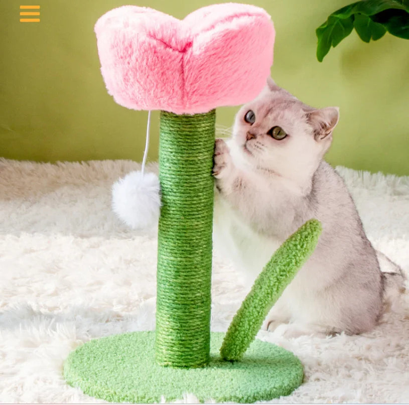 Arbre à Chat Fleur Interactif avec Jouet Suspendu