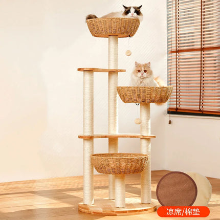 Arbre à Chat Vertical avec Paniers Suspendus