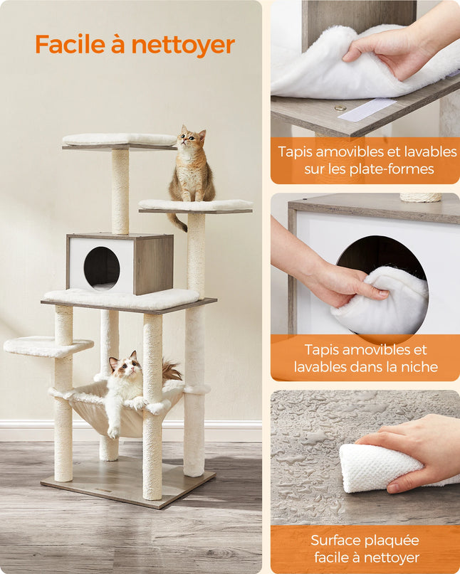 Arbre à Chat Multi-Niveaux avec Hamac et Niche