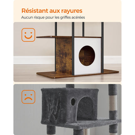 Tour de jeux pour chats à 4 niveaux avec plateformes spacieuses et cachette