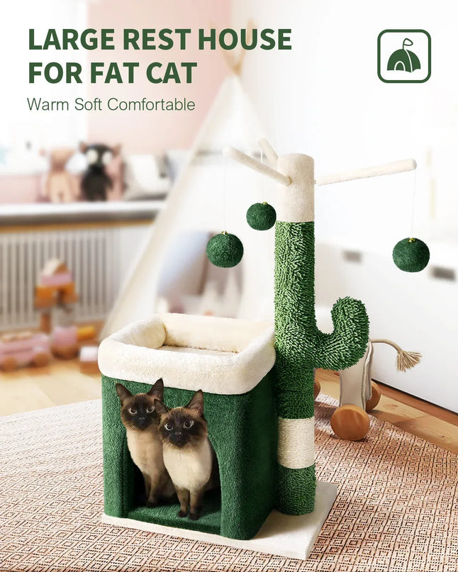 Cabane avec Griffoir et Aire de Jeu Cactus pour Chat