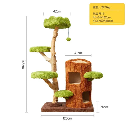 Arbre à Chat Ludique en Forme de Tronc avec Plateformes Feuillages