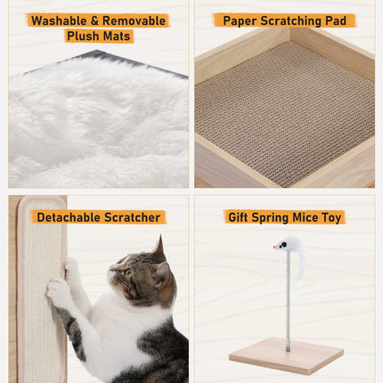 Meuble Moderne 2-en-1 pour Chats – Espace Repos et Griffoir