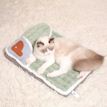 Coussin Rectangulaire Douillet pour Chat avec Décor Cœur