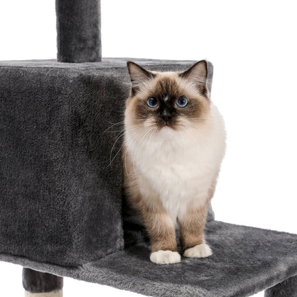 Grand arbre pour chats avec niches douillettes et plateformes multiples