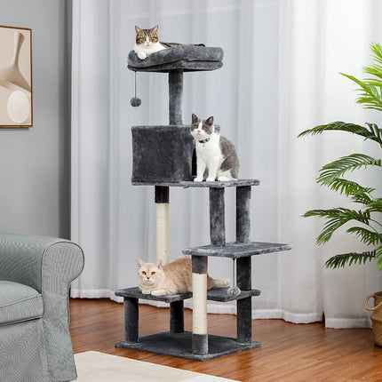 Grand arbre pour chats avec niches douillettes et plateformes multiples
