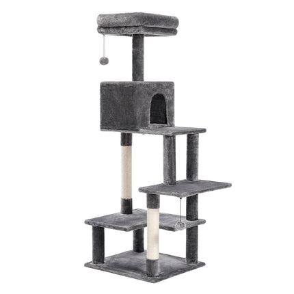 Grand arbre pour chats avec niches douillettes et plateformes multiples