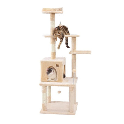 Arbre pour Chat avec Zones de Jeu et Repos Multiples - Gris et Beige