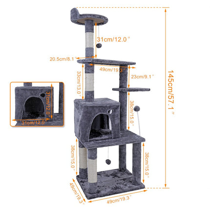 Arbre pour Chat avec Zones de Jeu et Repos Multiples - Gris et Beige