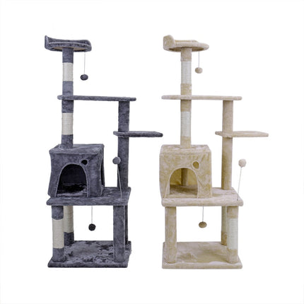 Arbre pour Chat avec Zones de Jeu et Repos Multiples - Gris et Beige