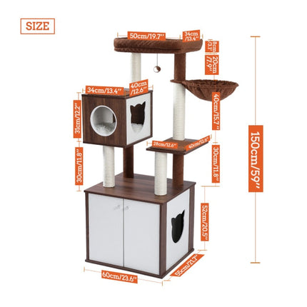 Arbre pour Chats Compact avec Rangement Intégré et Design Moderne