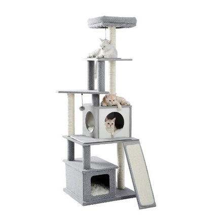 Arbre pour chats multi-niveaux avec jouets suspendus