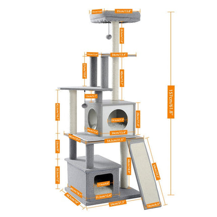 Arbre pour chats multi-niveaux avec jouets suspendus