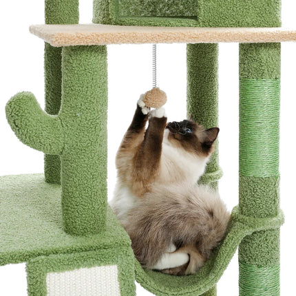 Arbre à Chat Vertical Naturel avec Plateformes et Accessoires Ludiques