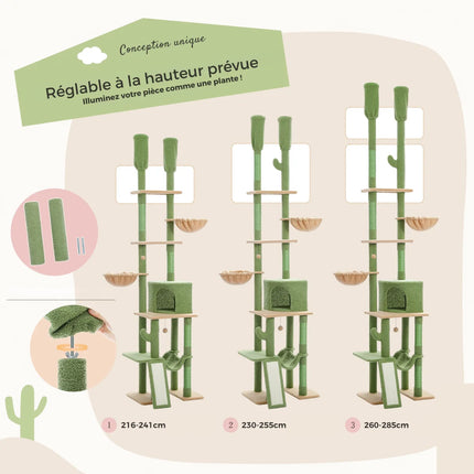 Arbre à Chat Vertical Naturel avec Plateformes et Accessoires Ludiques