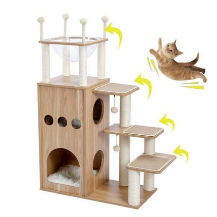 Tour de jeu et d'observation pour chat avec niveaux interactifs