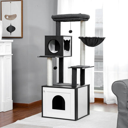 Arbre multifonction pour chats avec niches et hamac