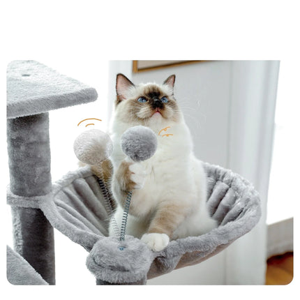 Centre de Jeu pour Chats avec Hamacs et Niches Grises Multi-Étages