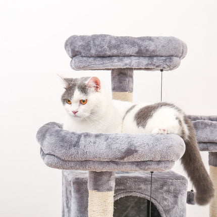 Arbre à Chat Multi-Niveaux avec Niche et Jouets Suspendus