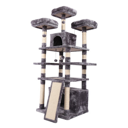 Arbre à Chat Multi-Niveaux avec Niche et Jouets Suspendus