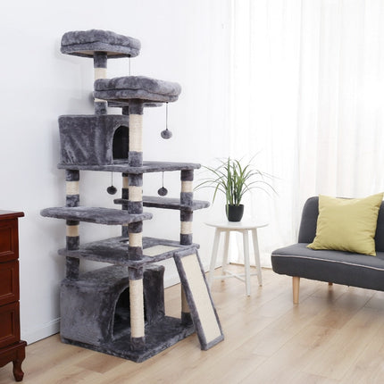 Arbre à Chat Multi-Niveaux avec Niche et Jouets Suspendus
